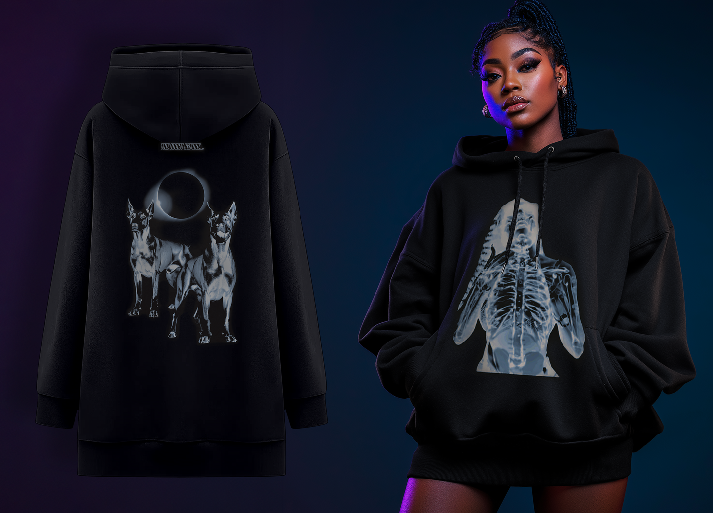 “Resilient Glow” “Own the Night in the Power X-Ray Oversized Hoodie”
