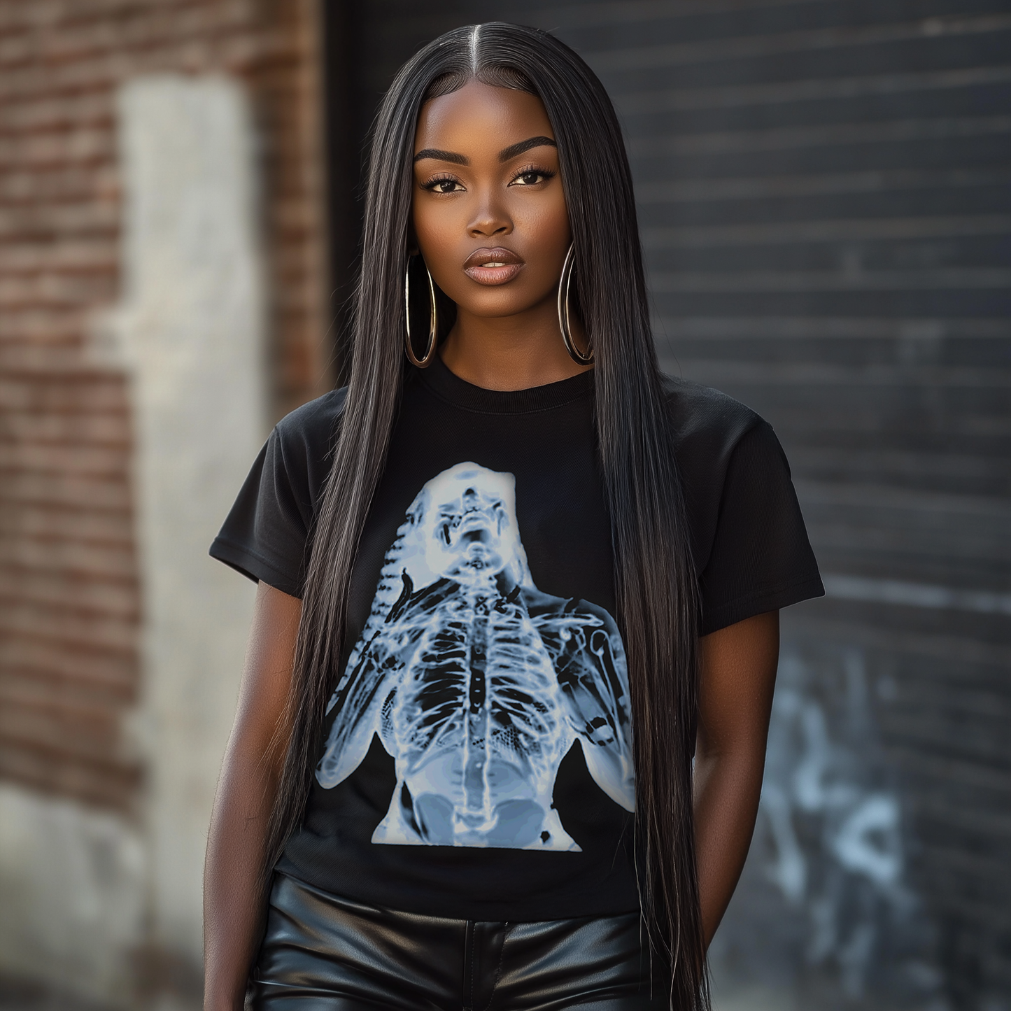 “Luminous core” The Luminous Core Crop Classic Black T-Shirt represents unapologetic self-expression and inner strength. Its X-ray-inspired design symbolizes transparency, resilience, and the beauty of revealing one’s true essence. Rooted in empowerment.