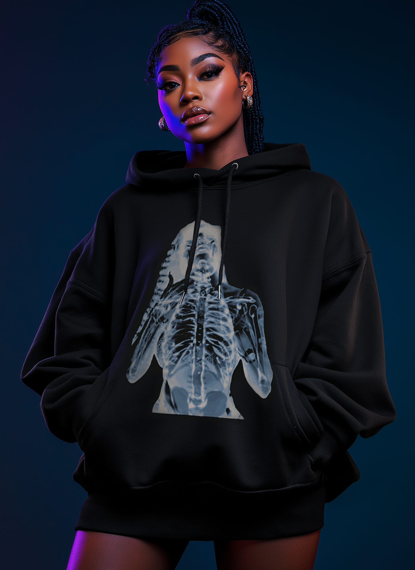 “Resilient Glow” “Own the Night in the Power X-Ray Oversized Hoodie”