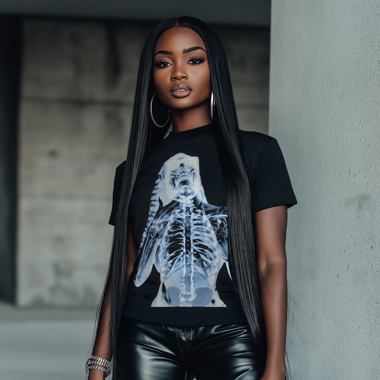 “Luminous core” The Luminous Core Crop Classic Black T-Shirt represents unapologetic self-expression and inner strength. Its X-ray-inspired design symbolizes transparency, resilience, and the beauty of revealing one’s true essence. Rooted in empowerment.