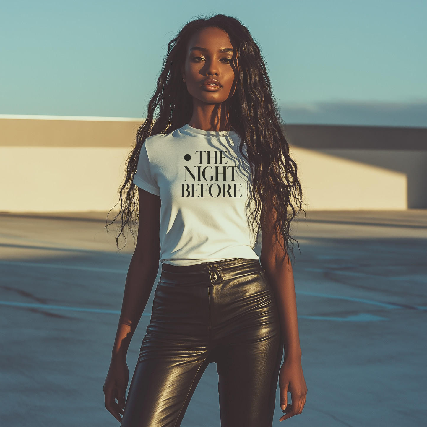 “The Night Before “ “Eve Luxe Tee”
This name combines the essence of anticipation (“Eve” symbolizing the night before) with luxury, style, and empowerment. It’s short, memorable, and oozes sophistication and fashion-forward appeal.